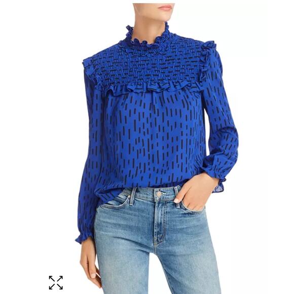 Rebecca Minkoff Sharon Smocked Printed Top Sz. Medium - Picture 1 of 9